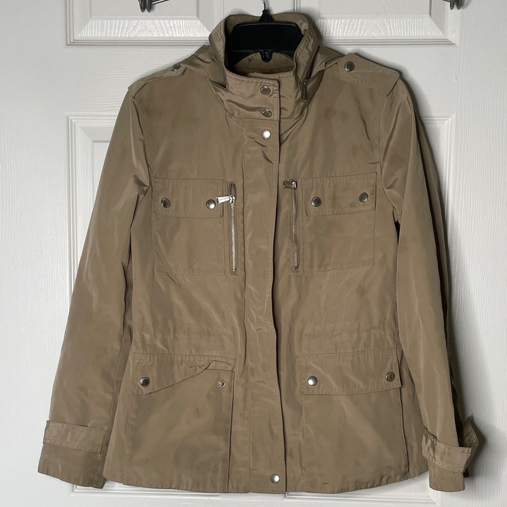 Michael Michael Kors Zip Up Hooded Utility Jacket Windbreaker